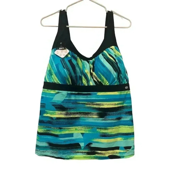 ZeroXposur Multicolor Peasant Tankini Swimsuit Bathing Suit Top NWT Size 2X - Picture 1 of 4